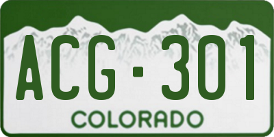 CO license plate ACG301