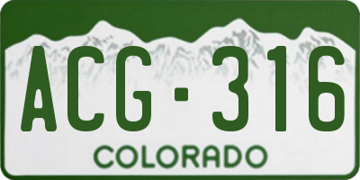 CO license plate ACG316