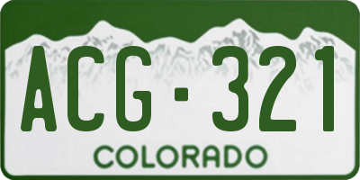 CO license plate ACG321