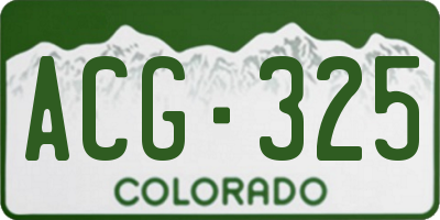 CO license plate ACG325