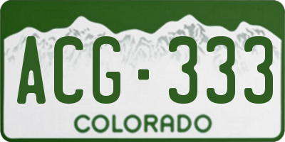 CO license plate ACG333