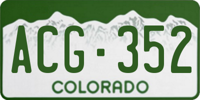 CO license plate ACG352