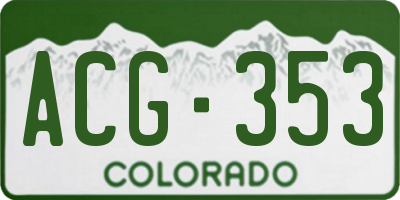 CO license plate ACG353