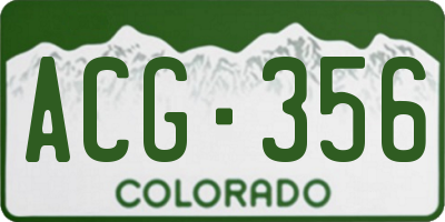 CO license plate ACG356