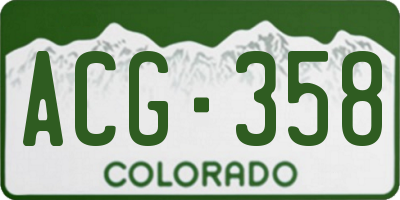 CO license plate ACG358