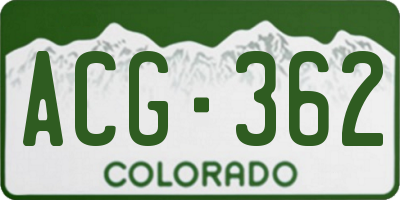 CO license plate ACG362