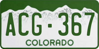 CO license plate ACG367