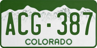 CO license plate ACG387