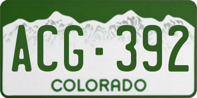 CO license plate ACG392