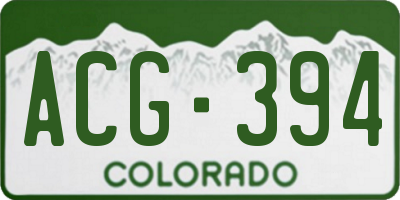 CO license plate ACG394