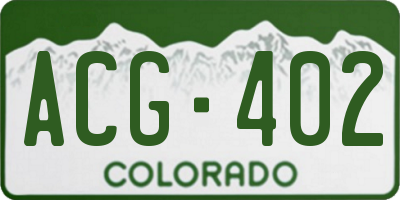 CO license plate ACG402
