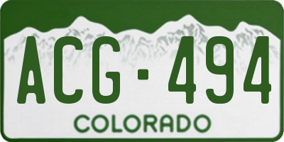 CO license plate ACG494