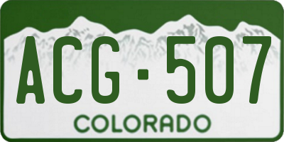 CO license plate ACG507