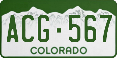 CO license plate ACG567
