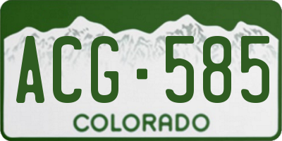 CO license plate ACG585