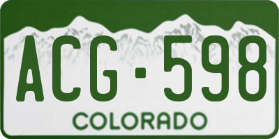 CO license plate ACG598
