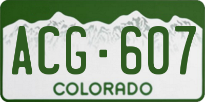 CO license plate ACG607
