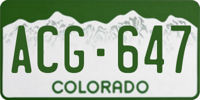 CO license plate ACG647