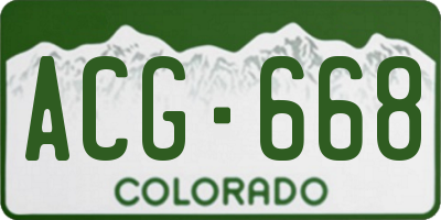 CO license plate ACG668