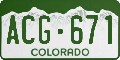CO license plate ACG671