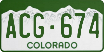 CO license plate ACG674
