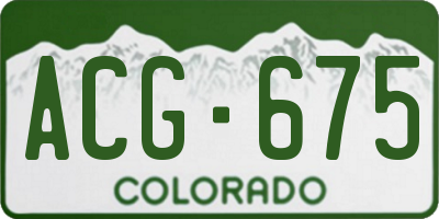 CO license plate ACG675