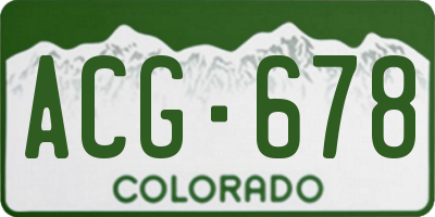 CO license plate ACG678