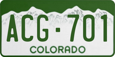 CO license plate ACG701
