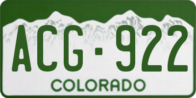 CO license plate ACG922