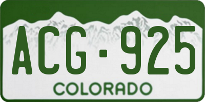 CO license plate ACG925