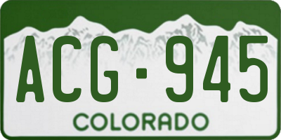 CO license plate ACG945