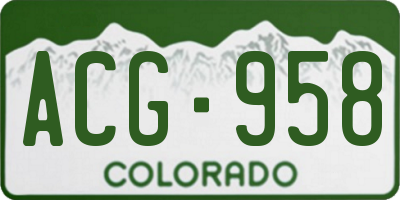 CO license plate ACG958