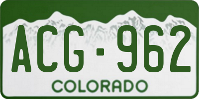 CO license plate ACG962