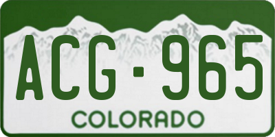 CO license plate ACG965