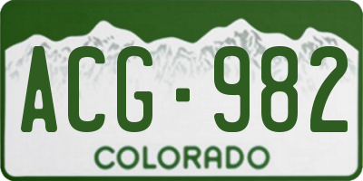 CO license plate ACG982