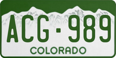 CO license plate ACG989