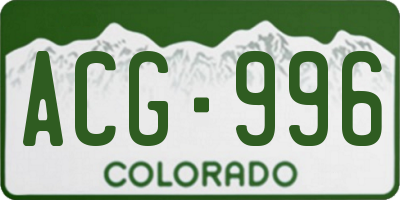 CO license plate ACG996