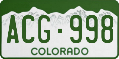 CO license plate ACG998