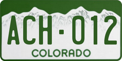 CO license plate ACH012