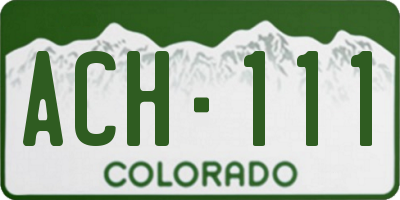 CO license plate ACH111