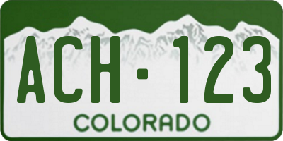 CO license plate ACH123