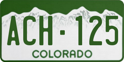 CO license plate ACH125