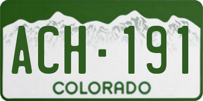 CO license plate ACH191