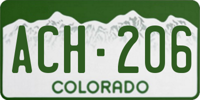 CO license plate ACH206