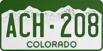 CO license plate ACH208