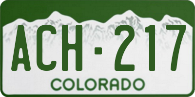 CO license plate ACH217