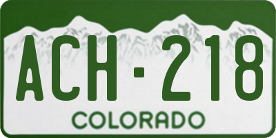 CO license plate ACH218