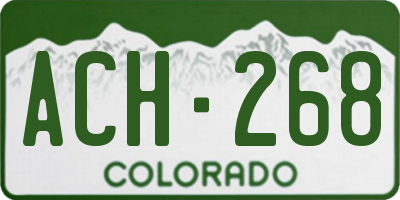 CO license plate ACH268
