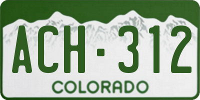 CO license plate ACH312