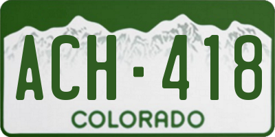 CO license plate ACH418